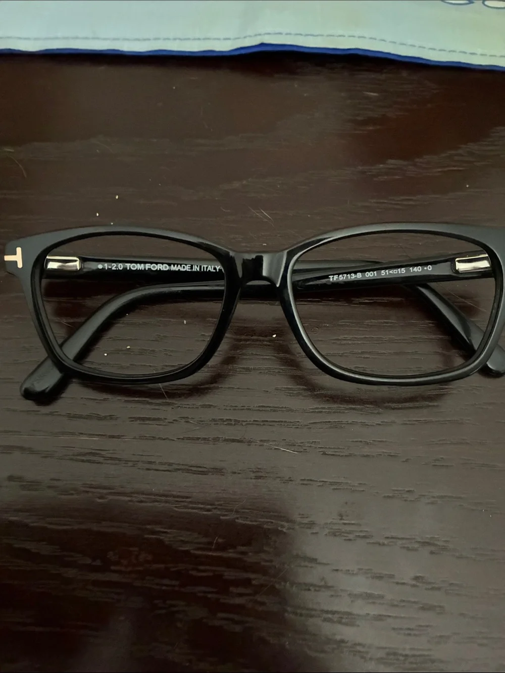 Tom Ford Black Rectangular Optical Frames with Gold Temple Accent